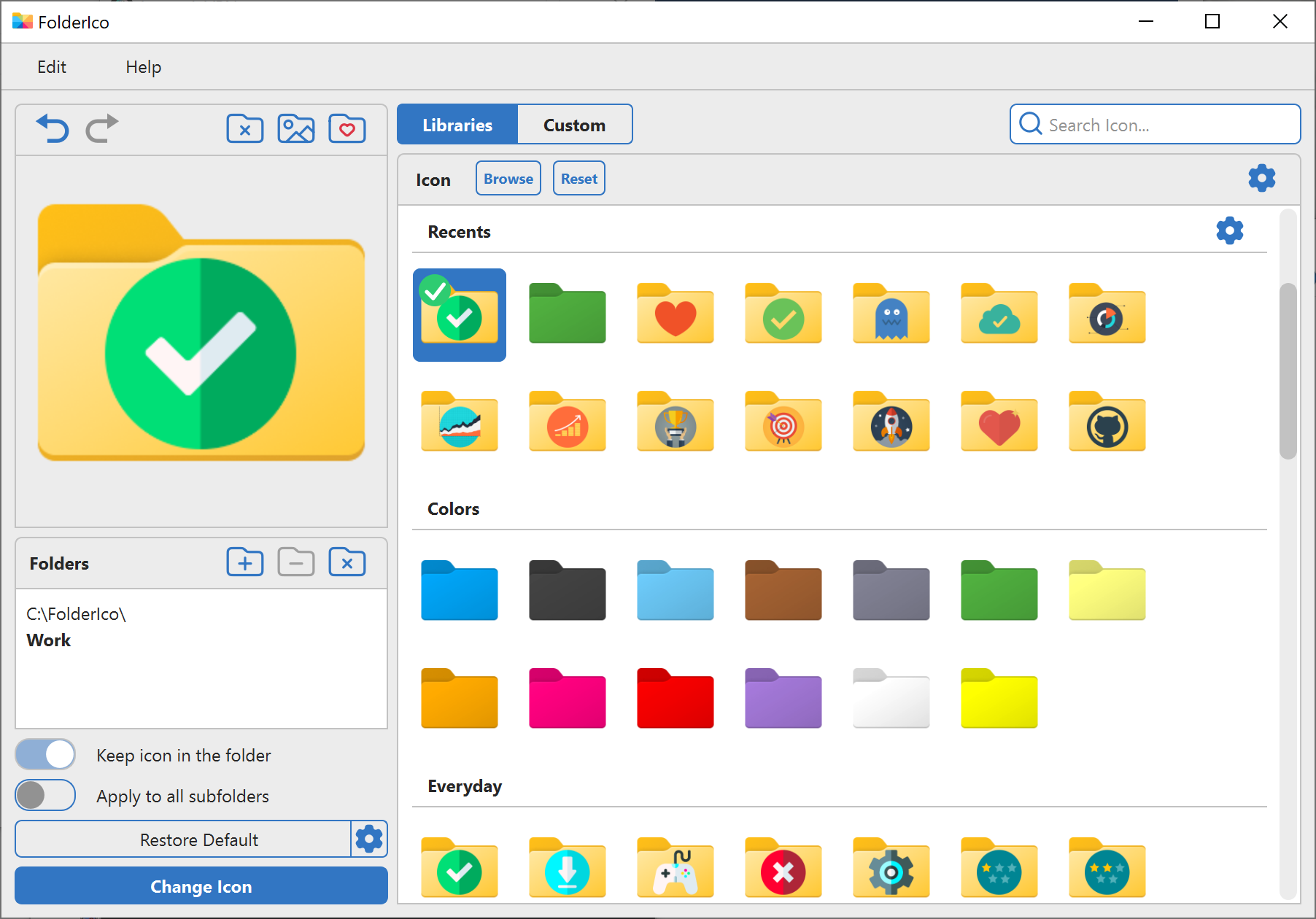 Folders classified by priority with visual markers